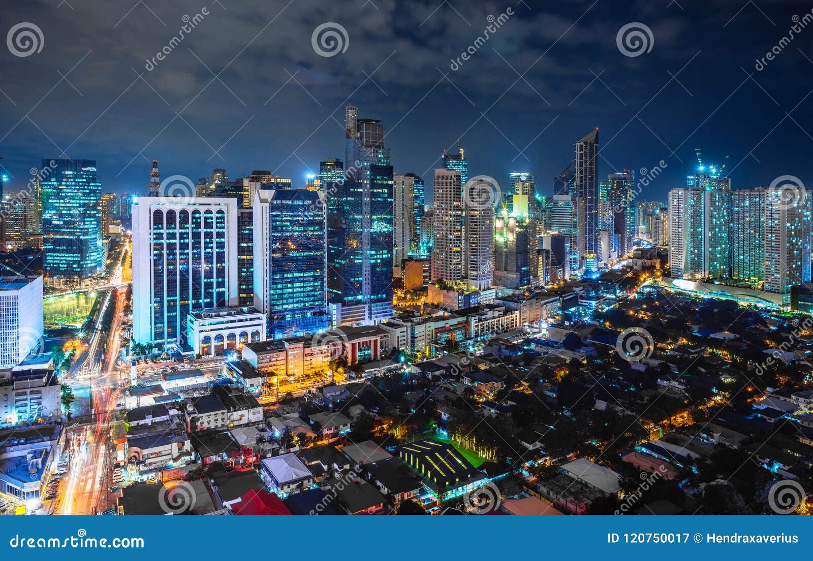 metro manila cityscape at night