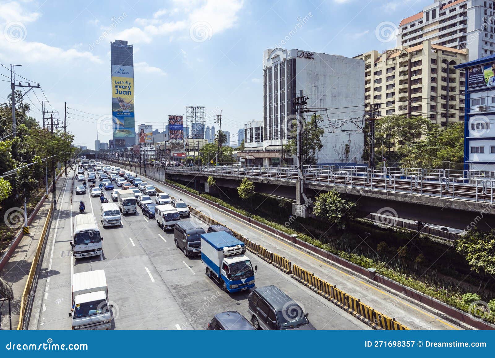 Metro Manila Philippines Moderate Traffic At EDSA A Major metro-manila-philippines-moderate-traffic-at-edsa-a-major