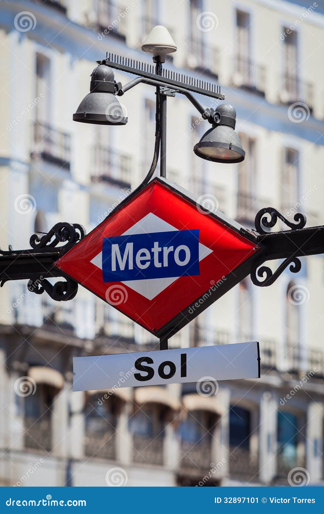 metro sign in puerta del sol square, madrid