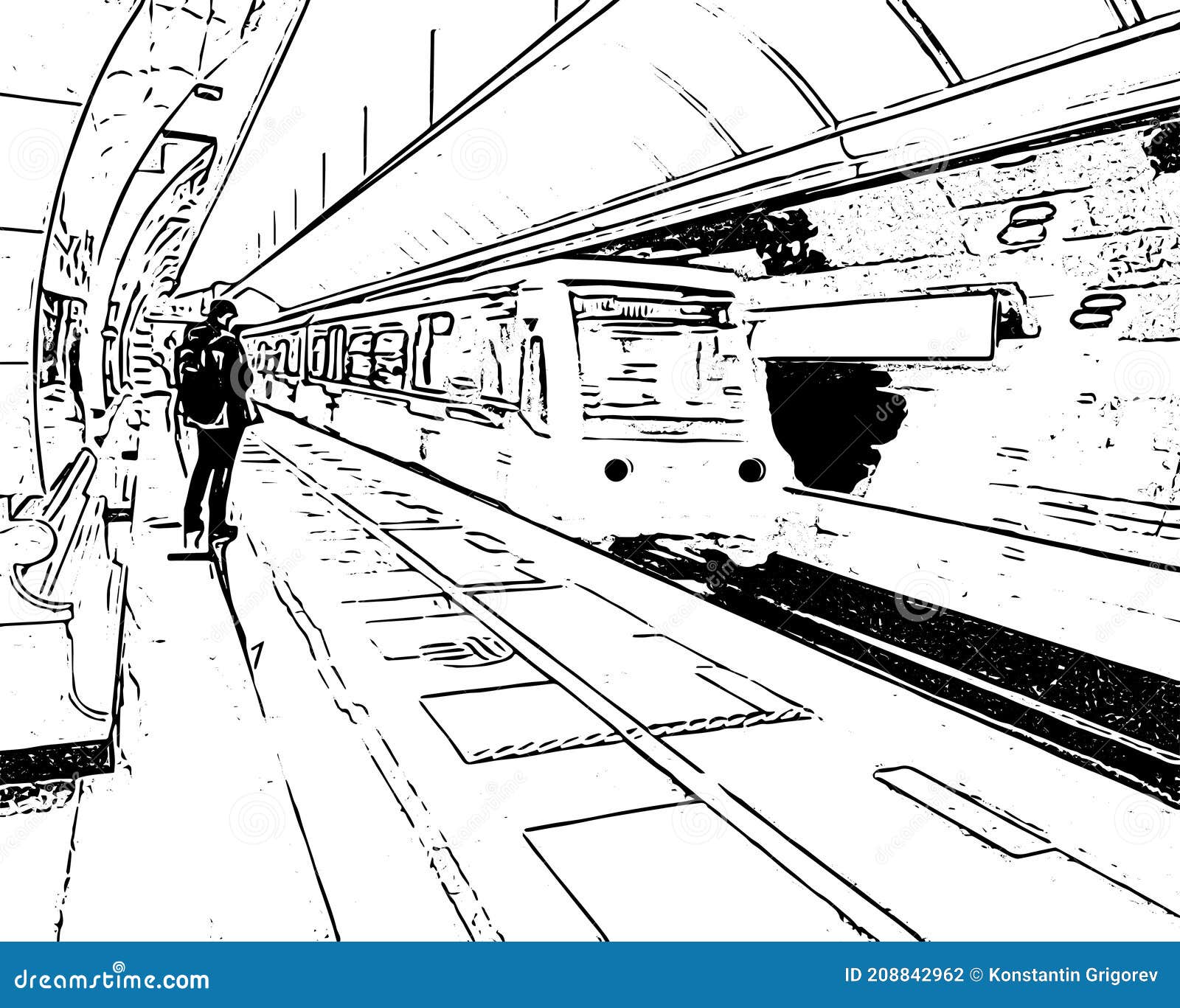 Japan Metro Train Station Platform In Osaka Drawing  Train With Platform  Drawing Transparent PNG  400x400  Free Download on NicePNG