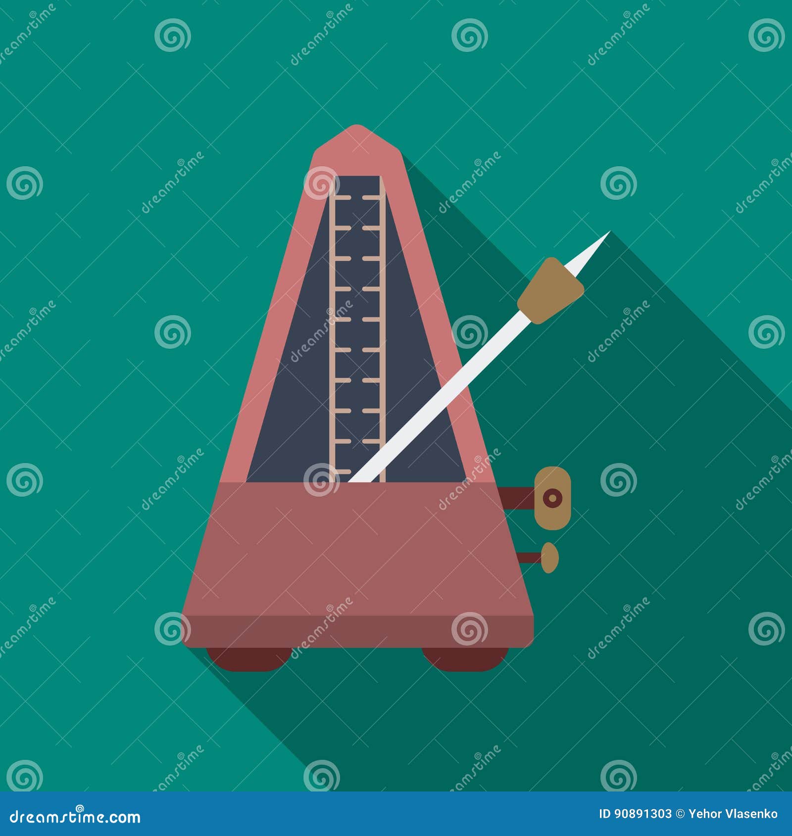 Metronome Icon in Flat Style Isolated on White Background. Musical