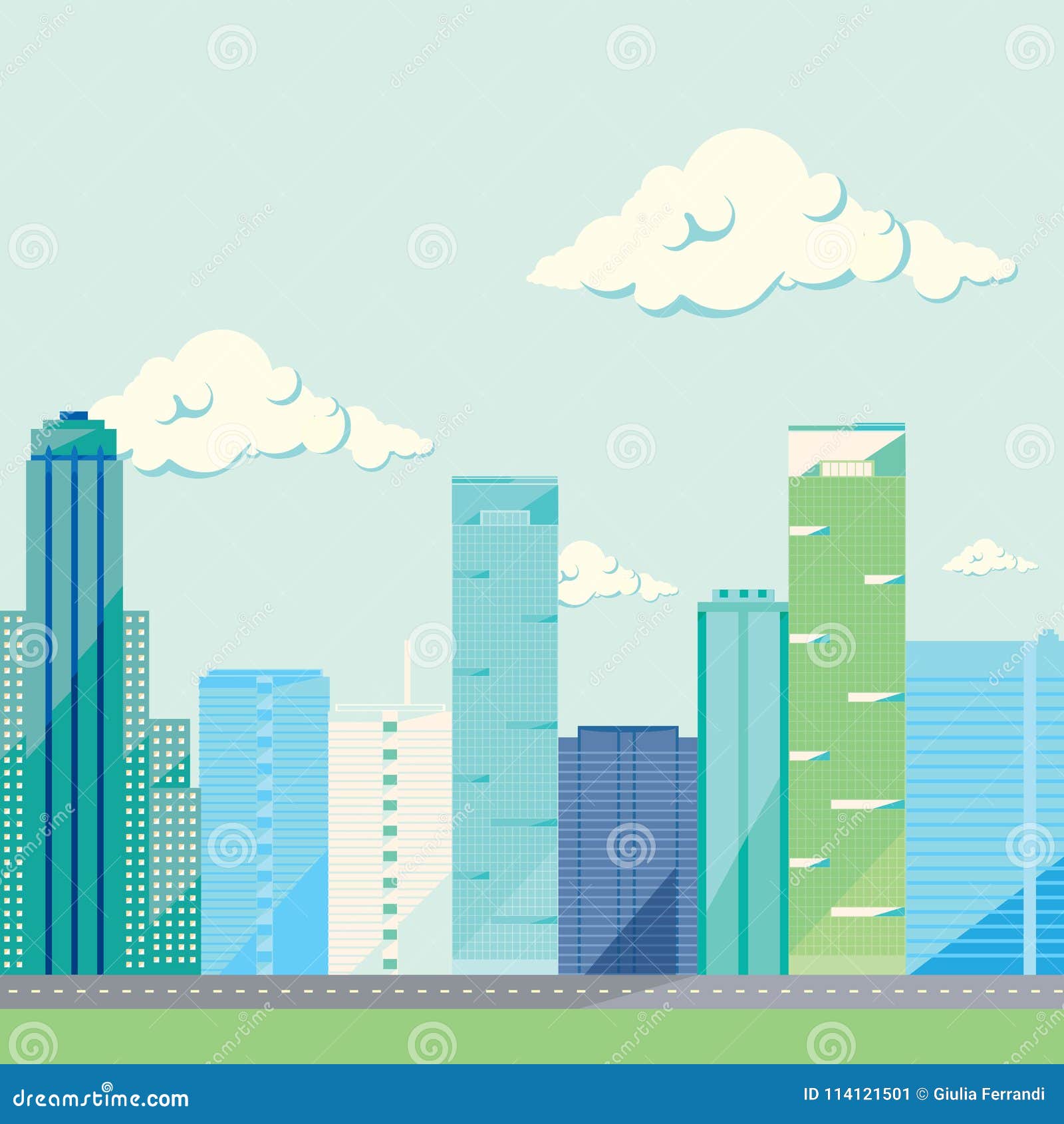 metropolis: skyscreapers over blue sky