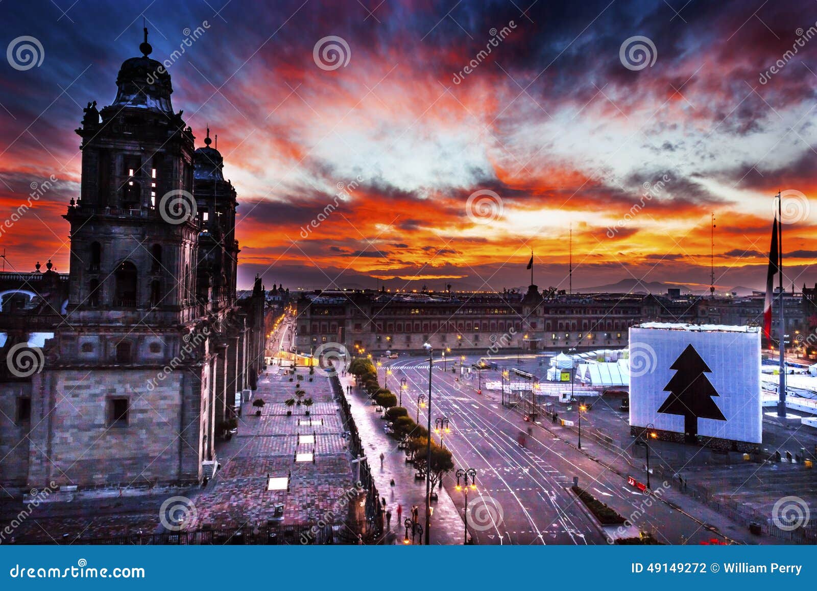 metropolitan cathedral zocalo mexico city mexico sunrise