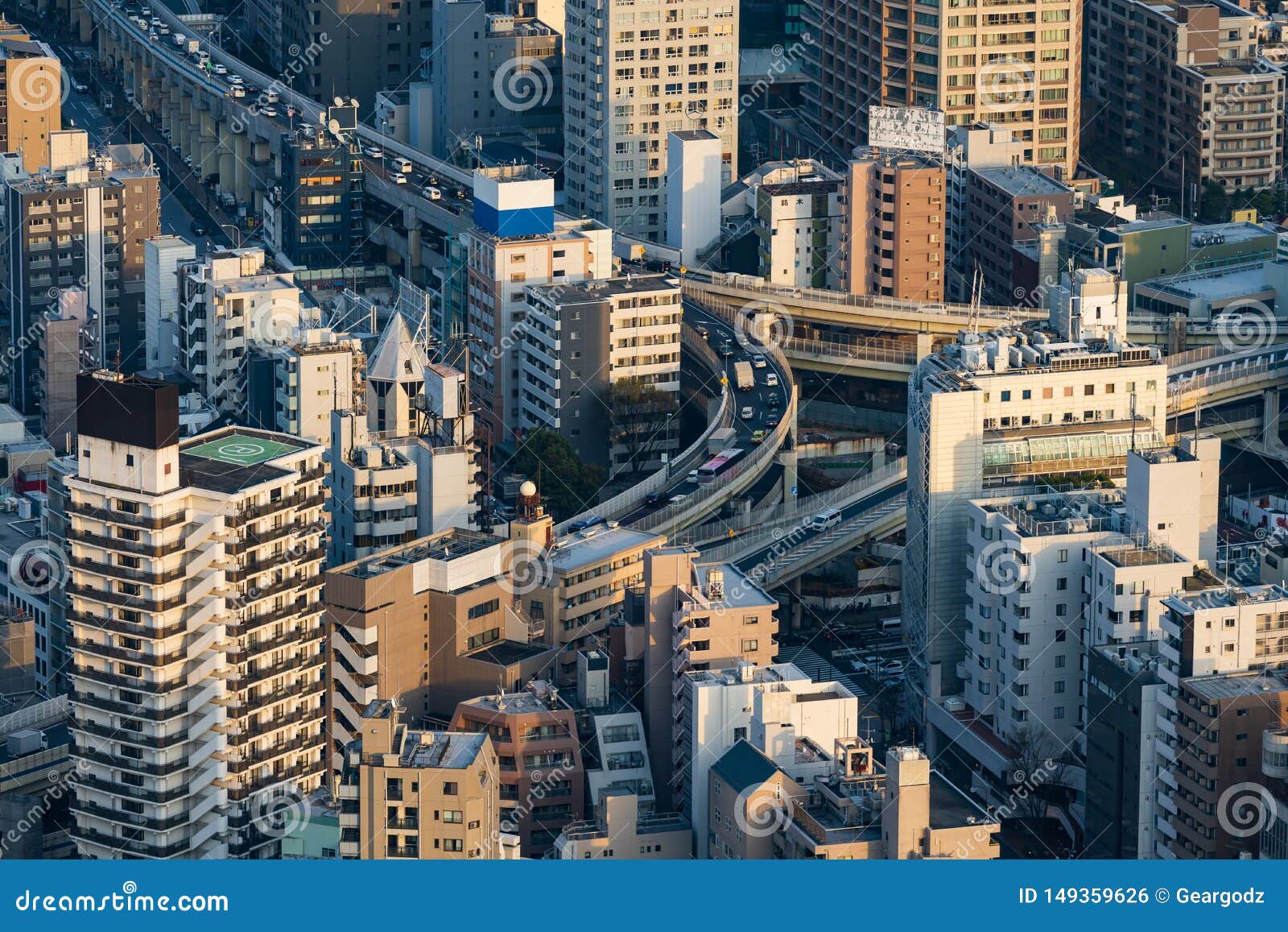 metropolitan expressway junction and city, tokyo, japan