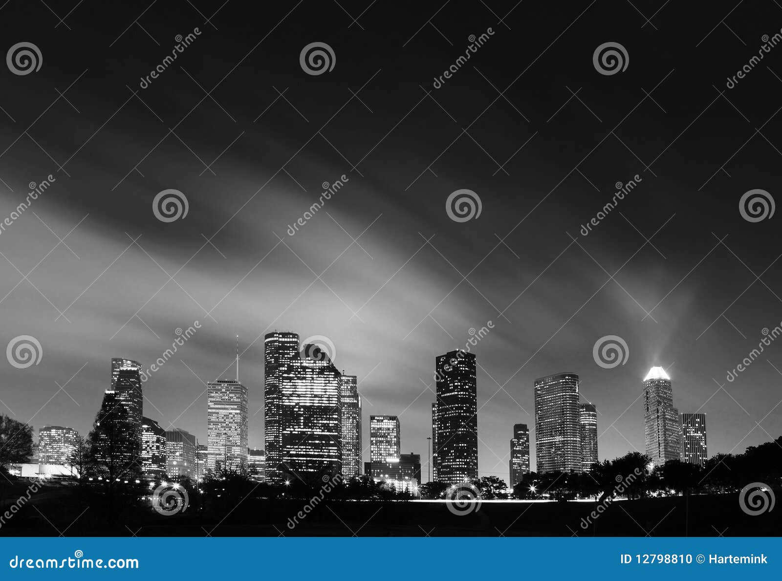 metropolitan skyline at night - houston, texas