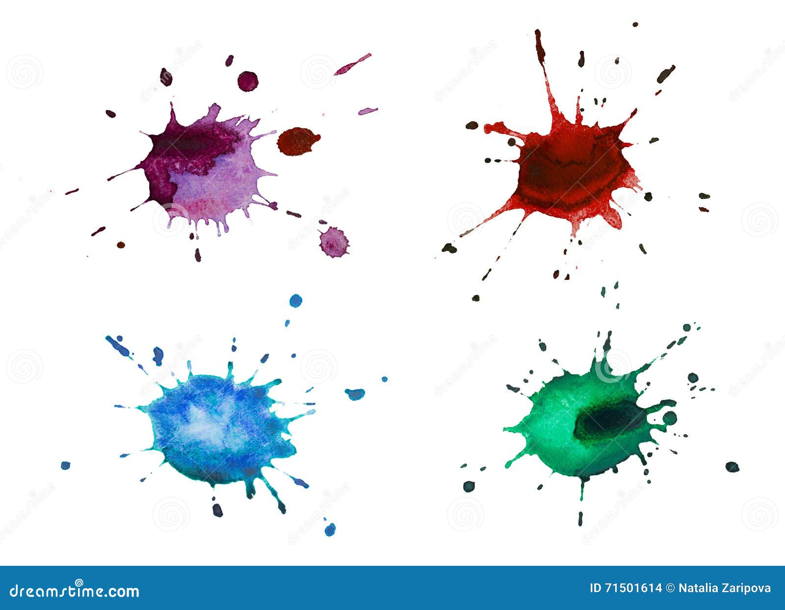 Metta le macchie dell acquerello di colore isolate su fondo bianco