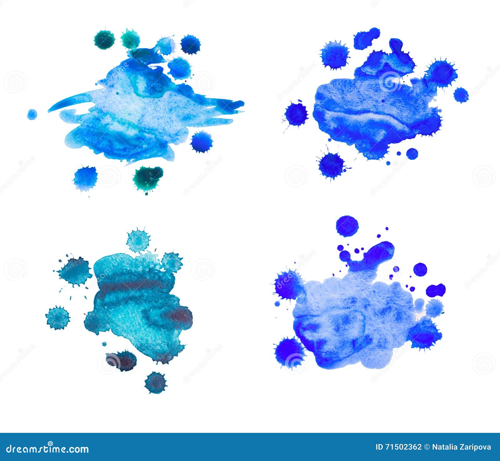 Metta le macchie dell acquerello di colore isolate su fondo bianco Ban ra telaio