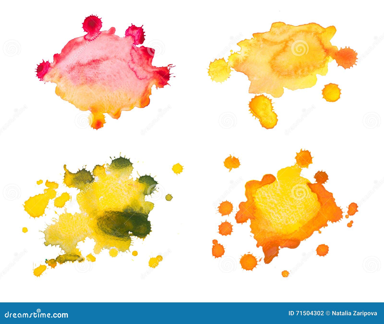 Metta le macchie dell acquerello di colore isolate su fondo bianco Carta grafico