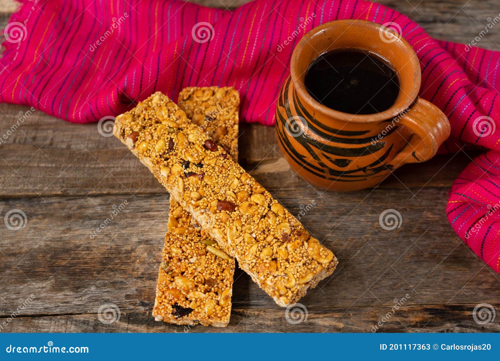 mexican amaranth bar with peanuts and honey also called alegria