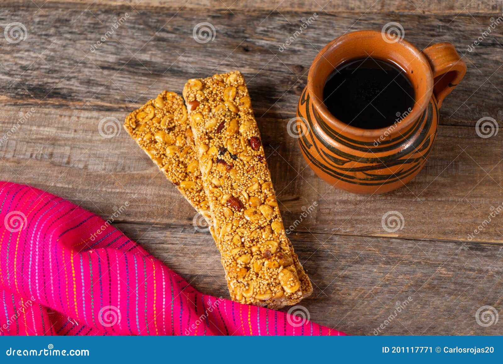 mexican amaranth bar with peanuts and honey also called alegria