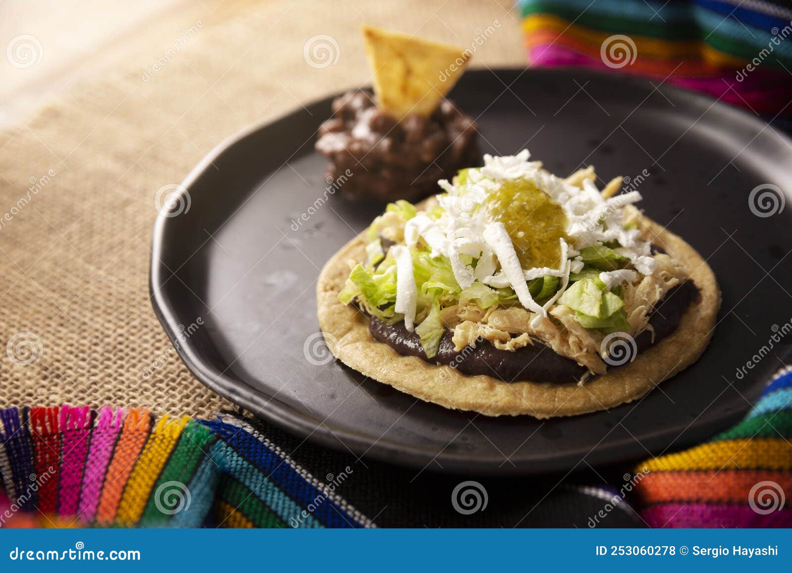 Mexican Appetizer Sopes stock photo. Image of dinner - 253060278