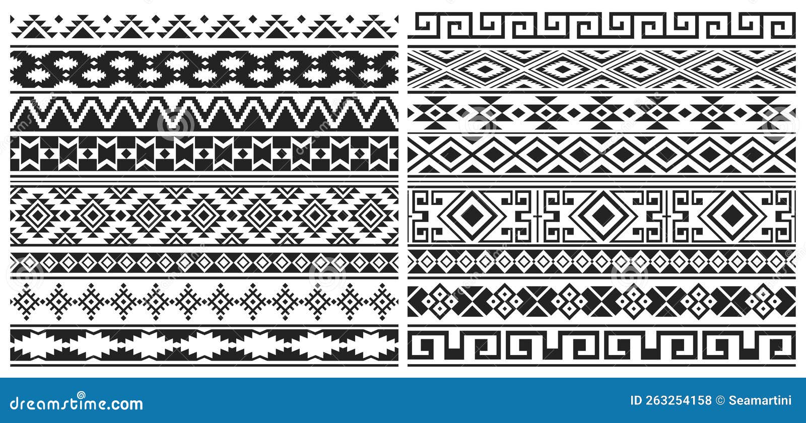 Mexican Aztec, Mayan Border Patterns Stock Illustration - Illustration ...