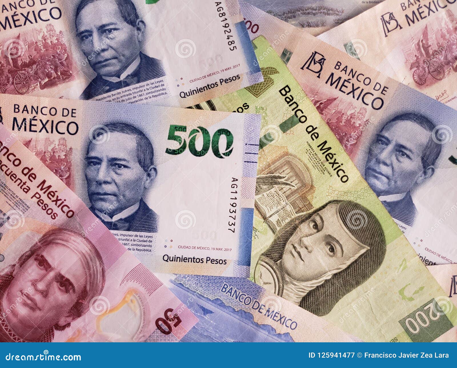 Mexican Banknotes in Different Denominations Background