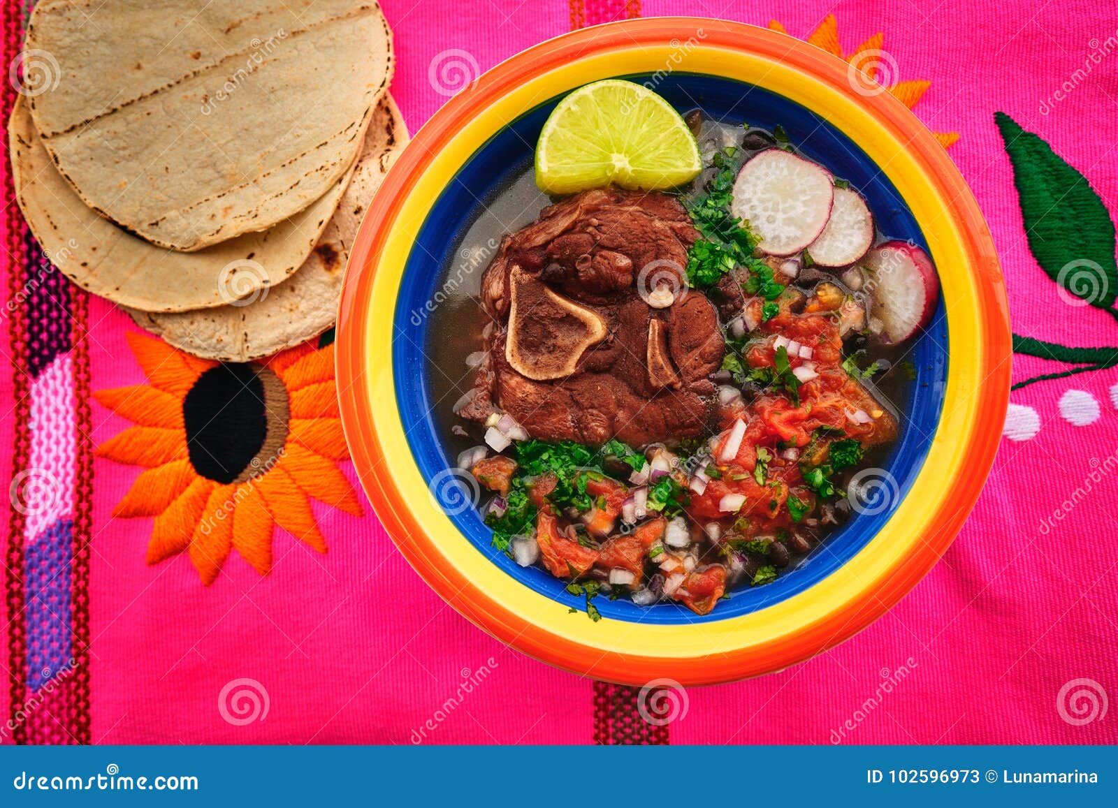 mexican beef with frijoles and tortillas