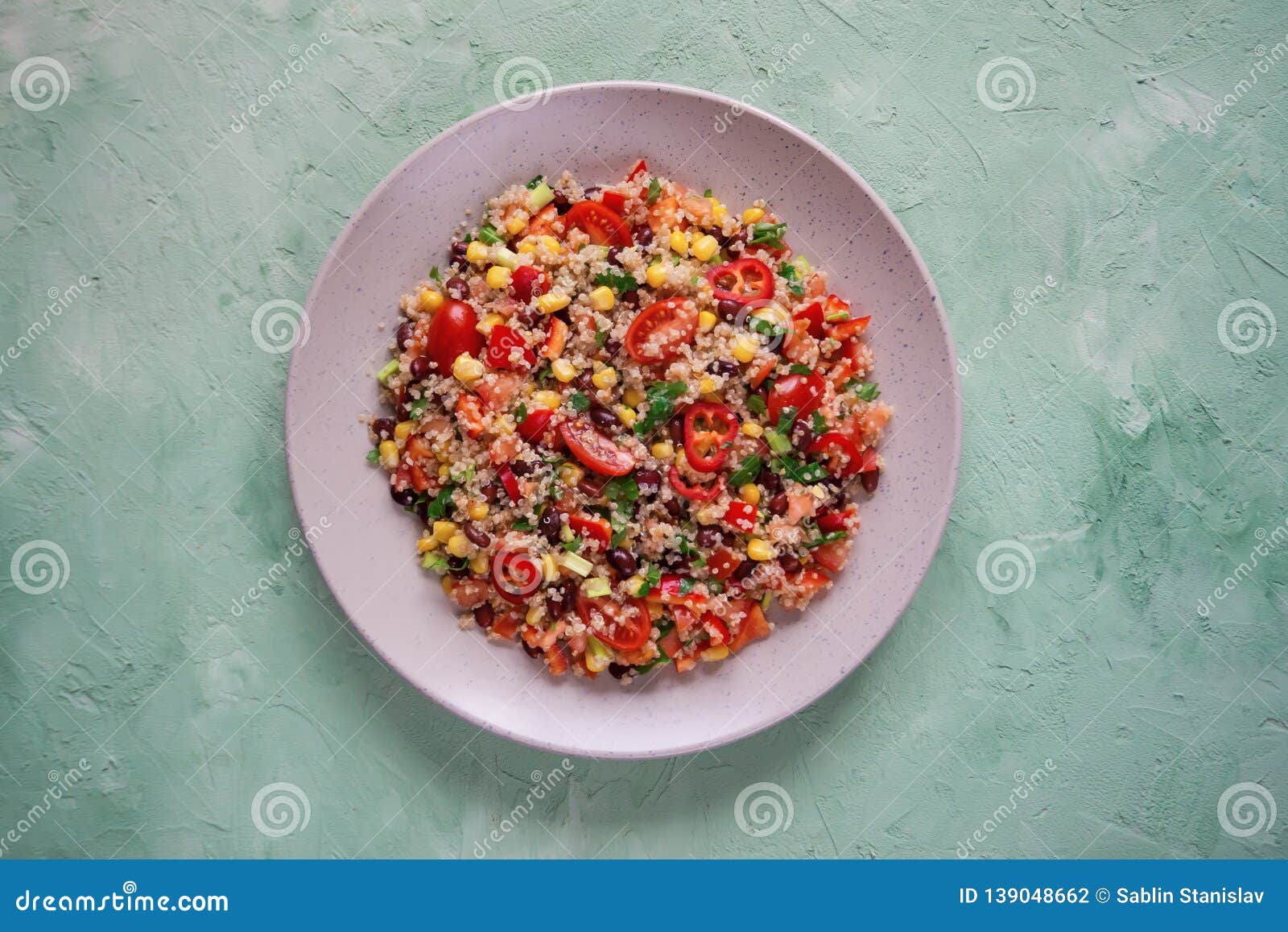 Mexican Black Bean Corn Quinoa Salad. Close Up Stock Photo - Image of ...