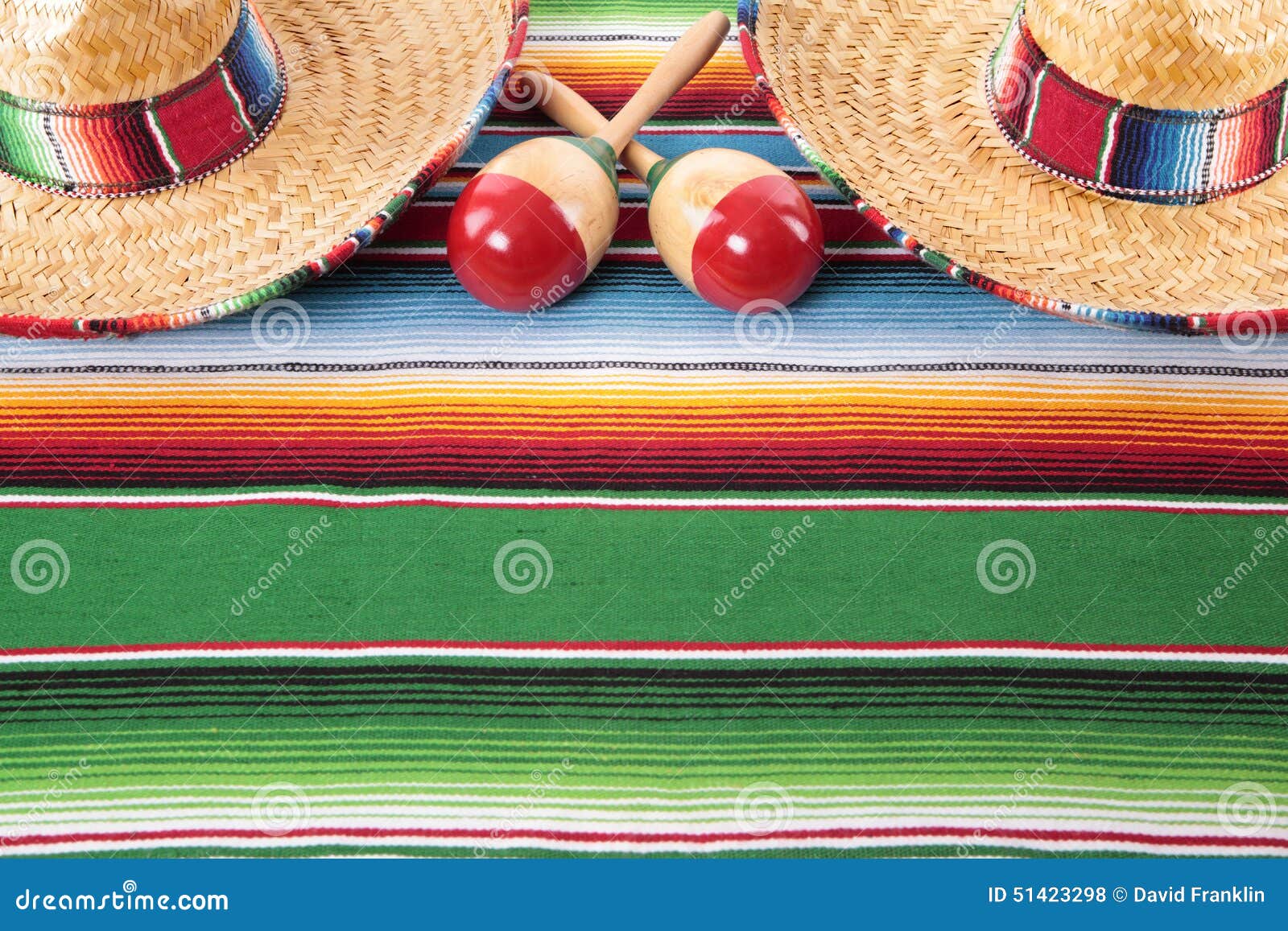 mexico mexican blanket background sombreros maracas copy space