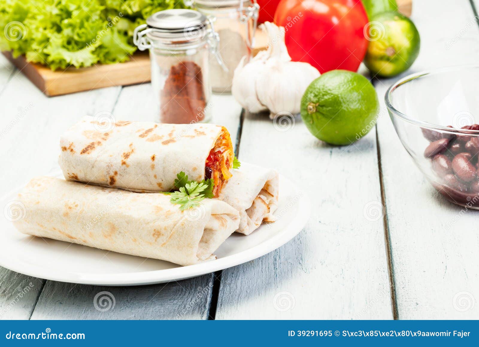 Mexican Burritos On A Plate Stock Image Image Of Natural Meal 39291695