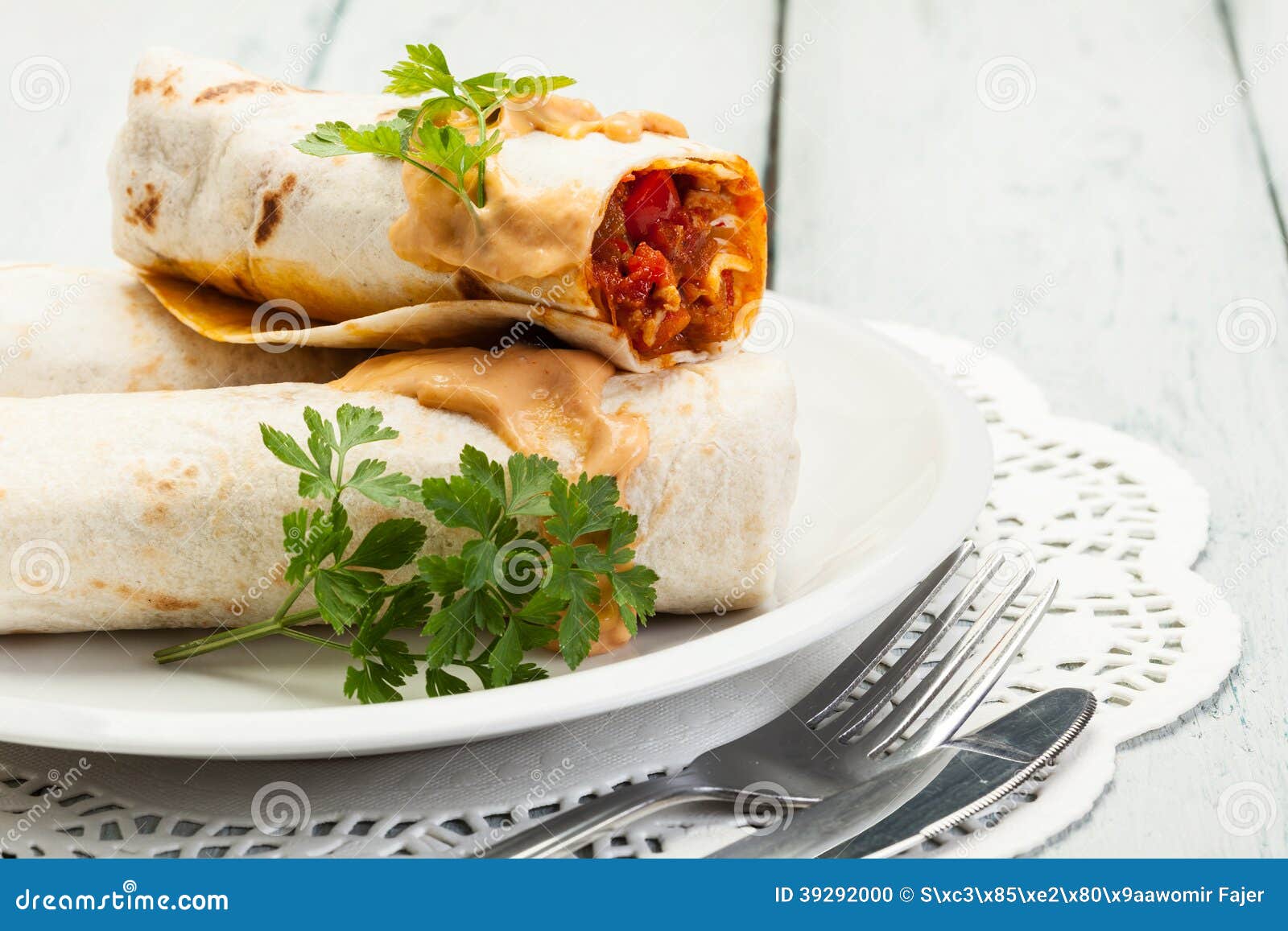 Mexican Burritos on a Plate Stock Photo Image of burritos, beef 39292000