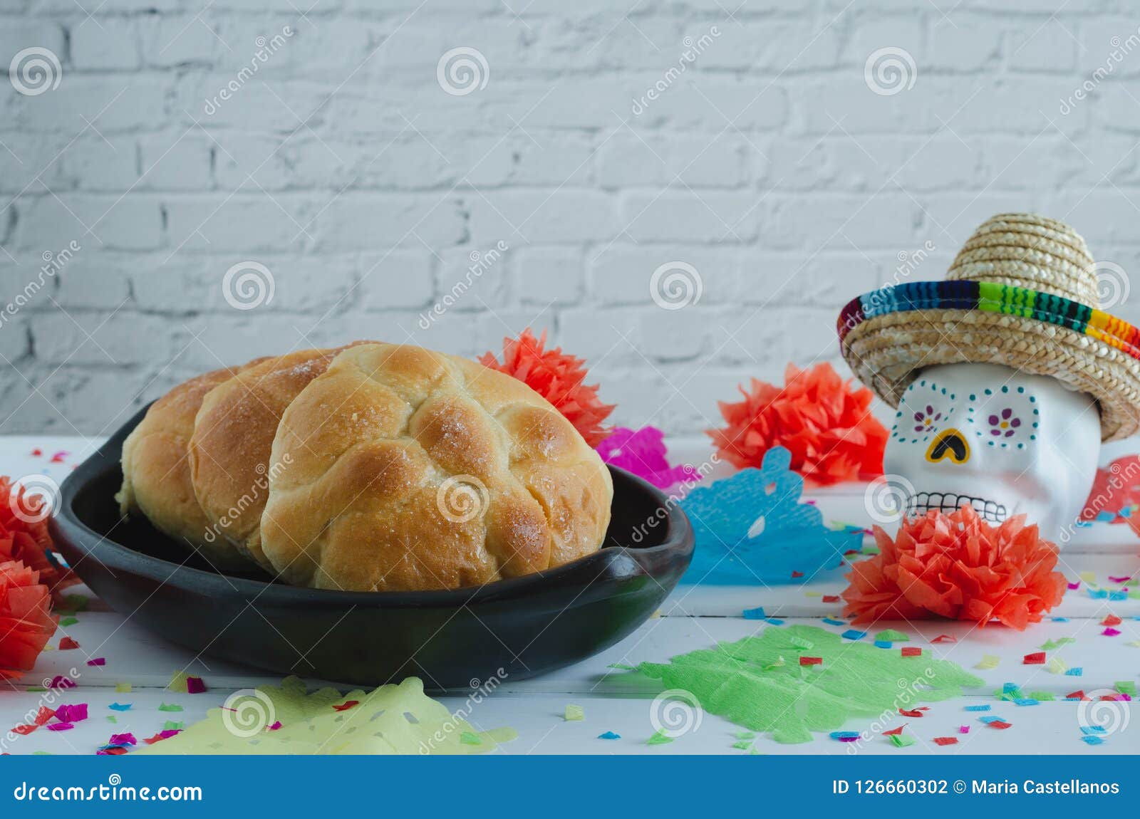 Mexican Celebration, Day Of The Dead. Bread Of The Dead. Stock Photo