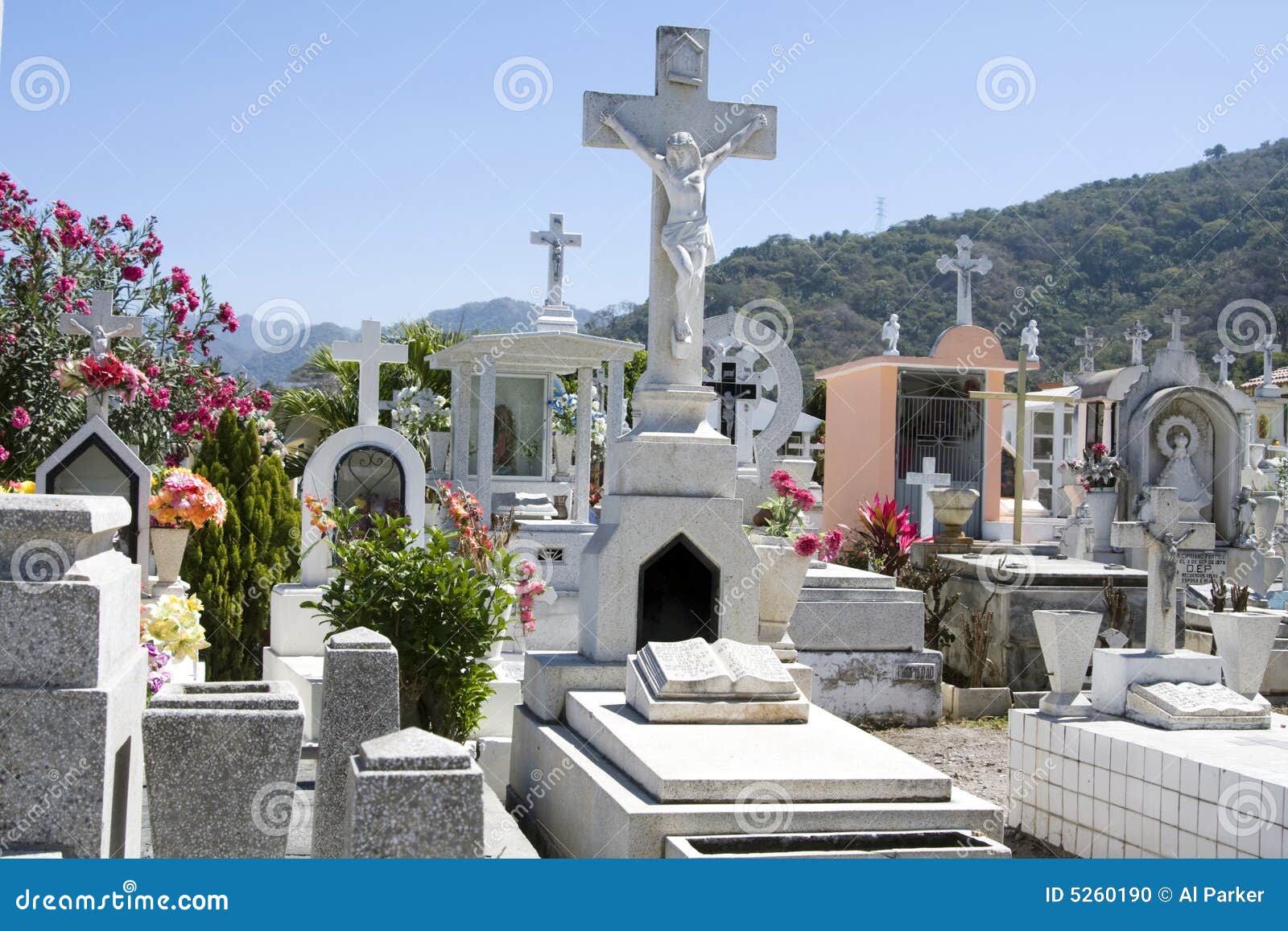 Mexican cemetary. stock photo. Image of jesus, place, headstones 5260190