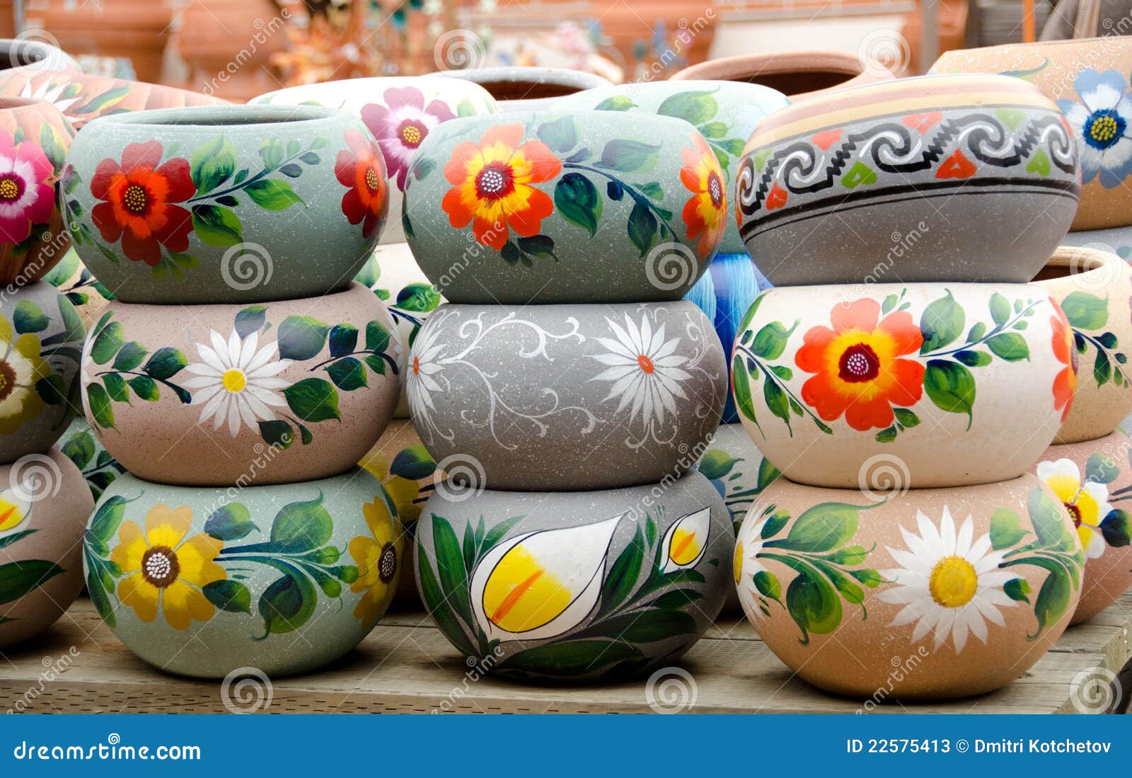 Mexican Ceramic Pots N Dislpay Stock Image Image of market