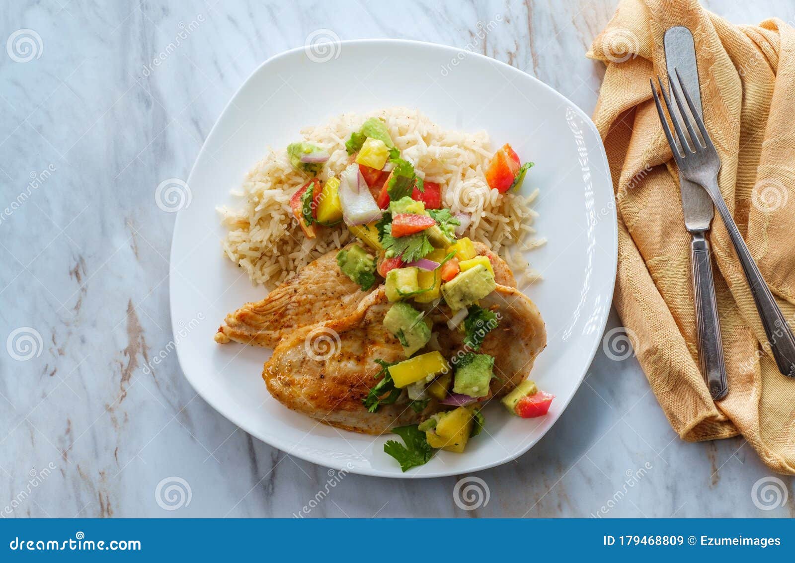 Mexican Chicken Mango Salsa Stock Image Image Of Diet Bell 179468809