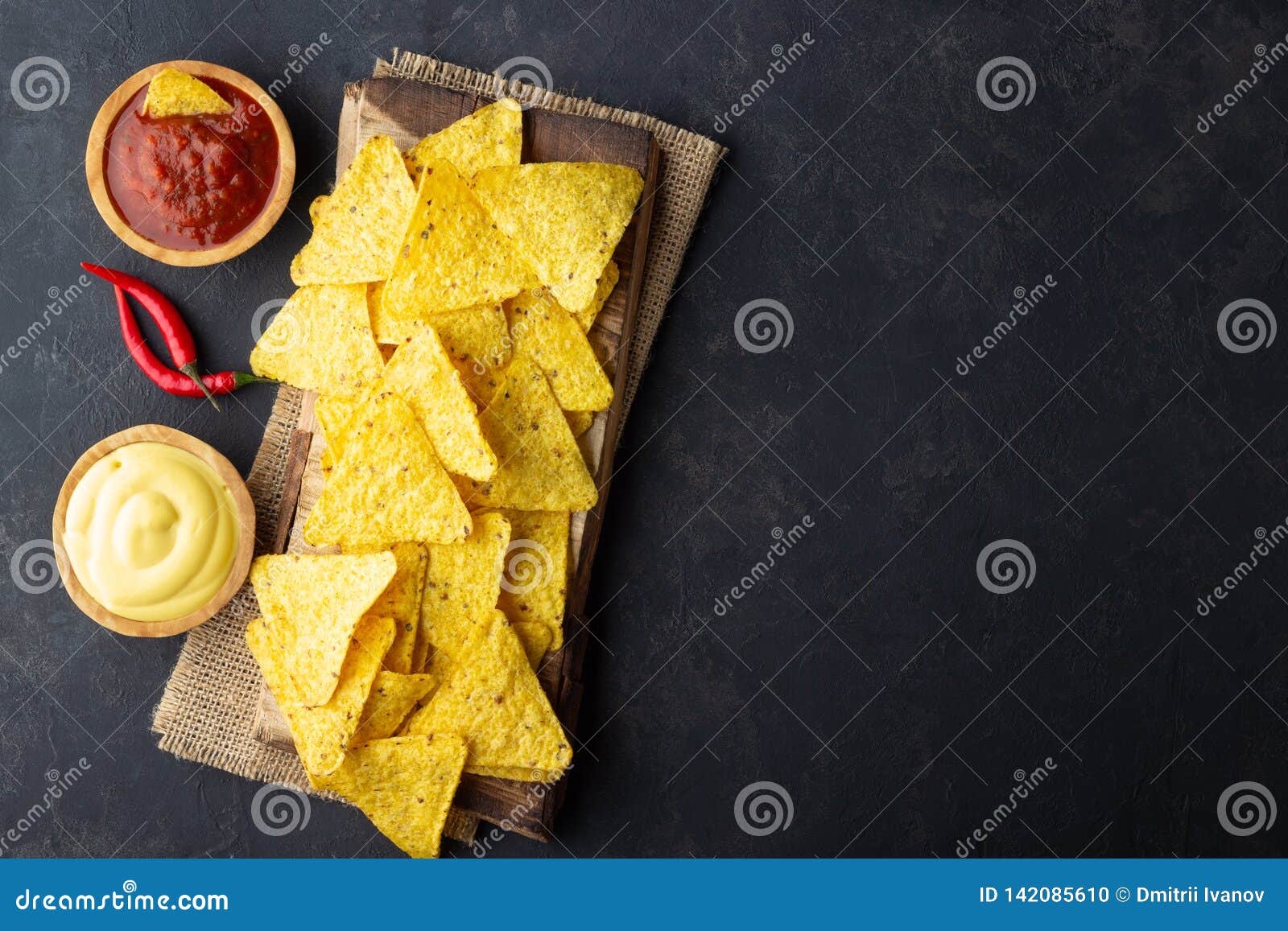 Mexican Corn Chips Nachos with Sauces Stock Photo Image of chili