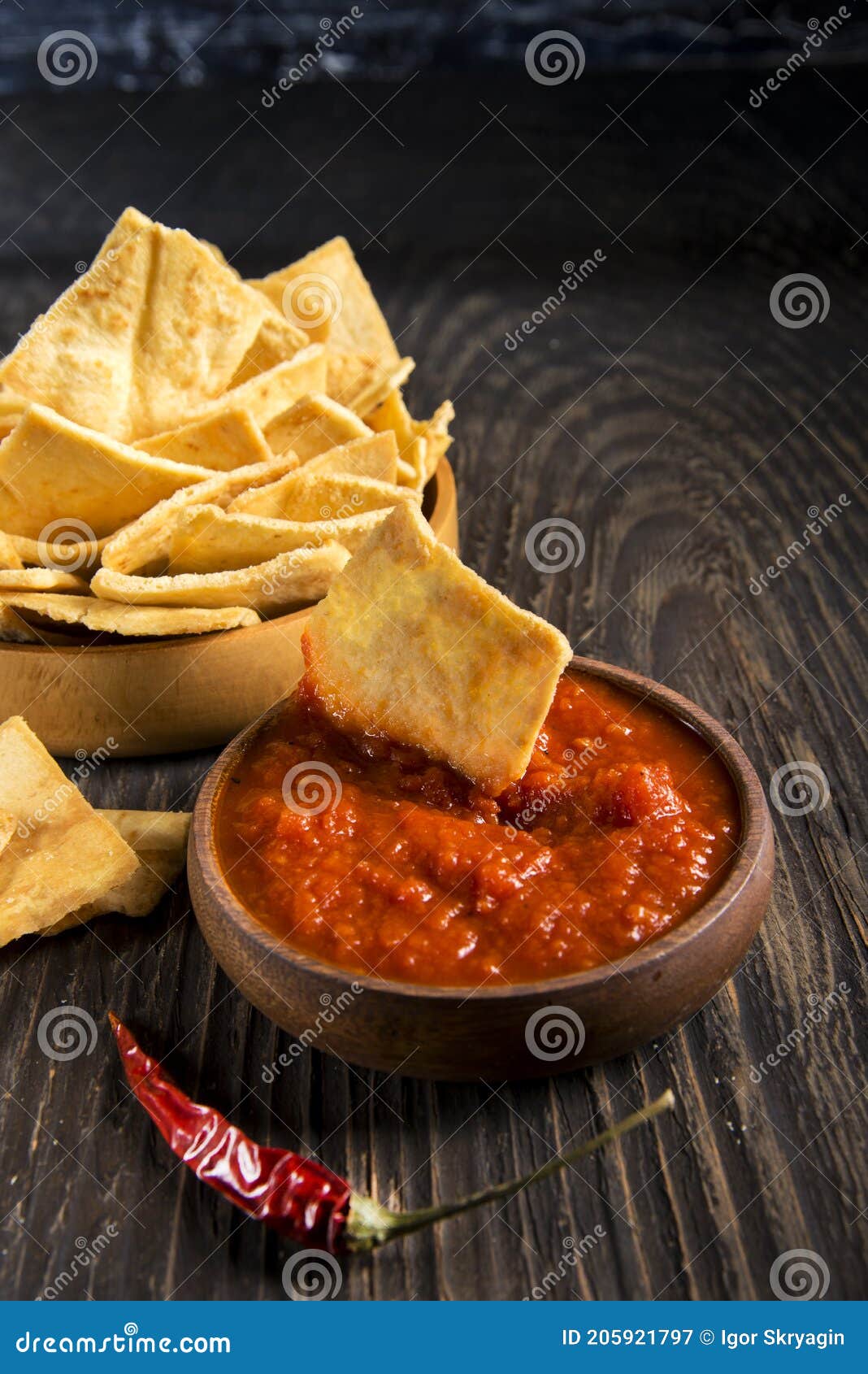 Mexican Corn Chips and Traditional Salsa Sauce Stock Image Image of