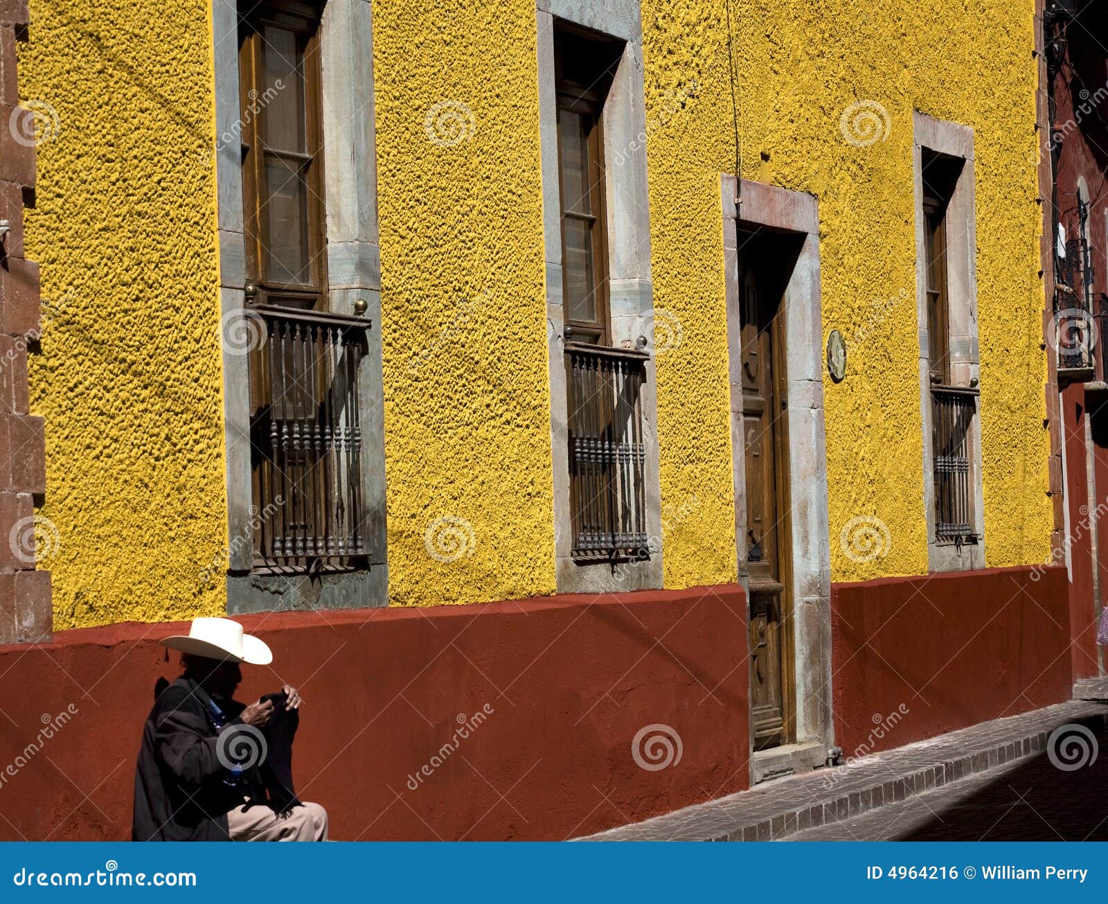 Mexican Cowboy Adobe Wall Guanajuato Mexico Stock Photo Image of