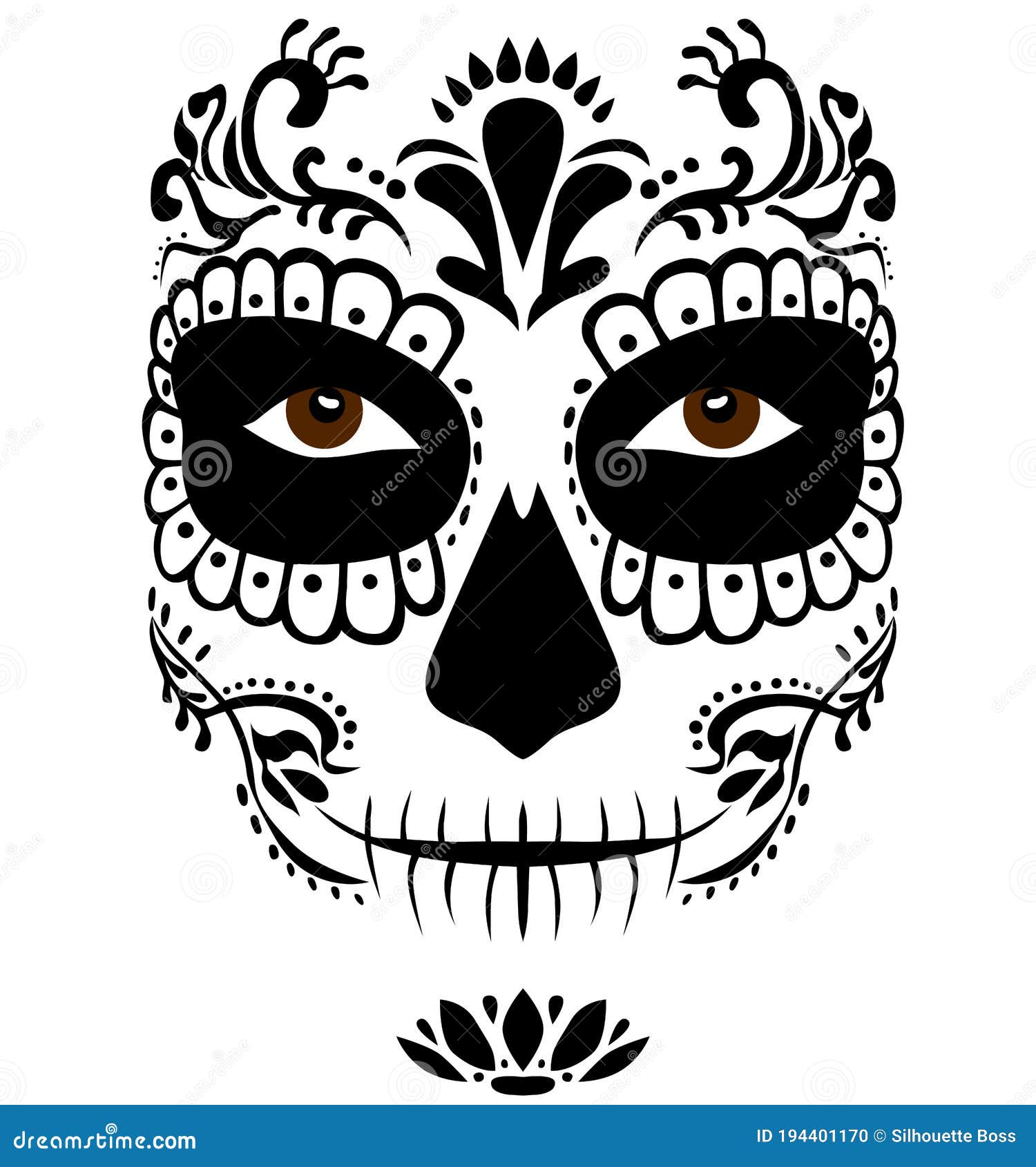 frekvens Lull middelalderlig Mexican Death Mask La Catrina for Santa Muerte - Day of the Dead Holiday,  Feast. Stock Illustration - Illustration of culture, decoration: 194401170