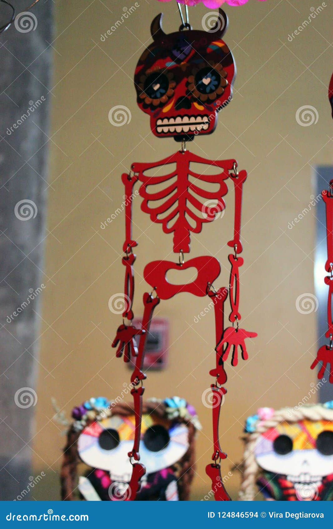Day of The Dead DOD 6.25" Tall El Diablito Red Demon Skeleton Sculpture Figurine 