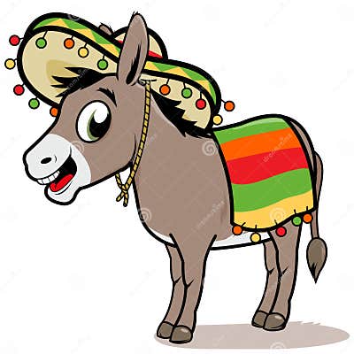 Cartoon Mexican Donkey. Vector Illustration Stock Vector - Illustration ...