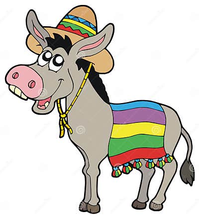 Mexican Donkey with Sombrero Stock Vector - Illustration of cloth ...