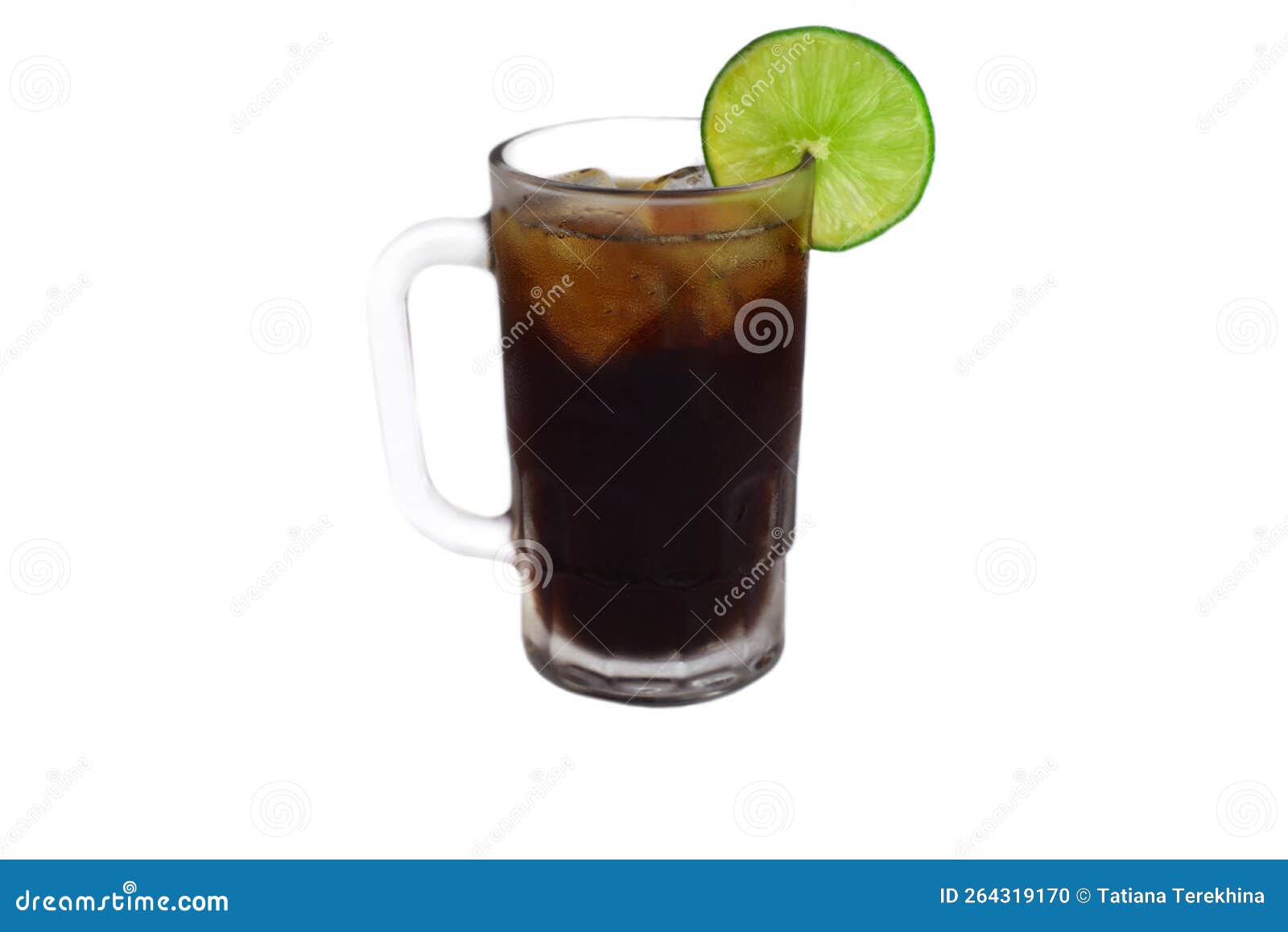mexican drink charro negro made of tequila and soda with lime  on white background