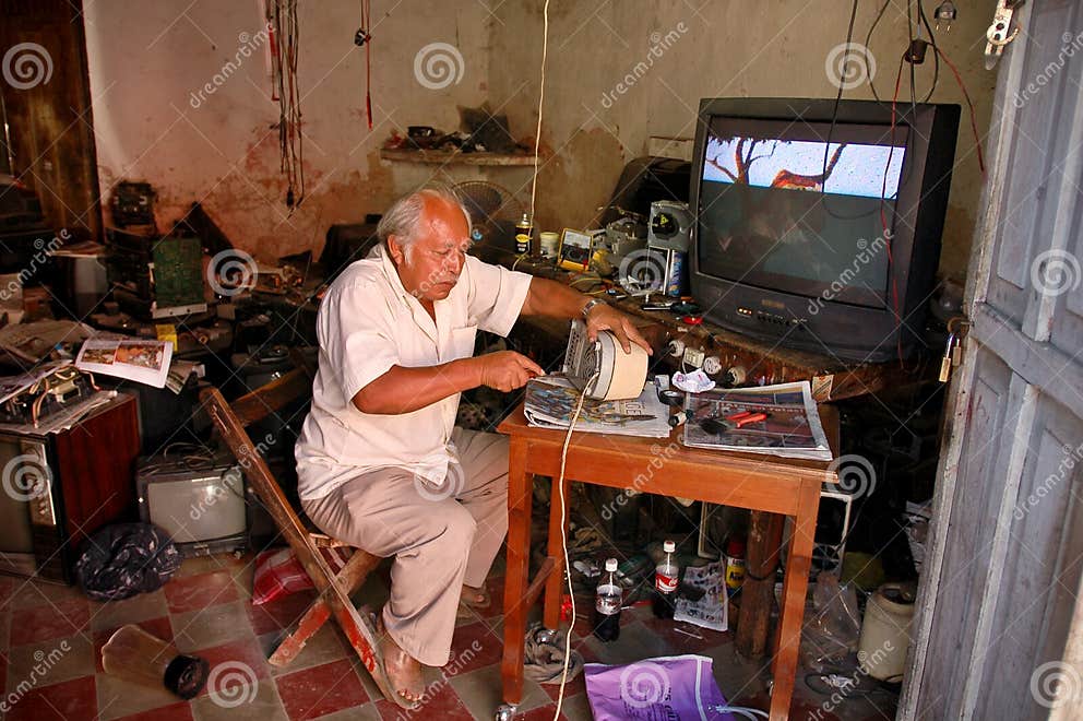 Mexican Electronics Repair Shop Editorial Stock Photo Image of chair, people 5132178