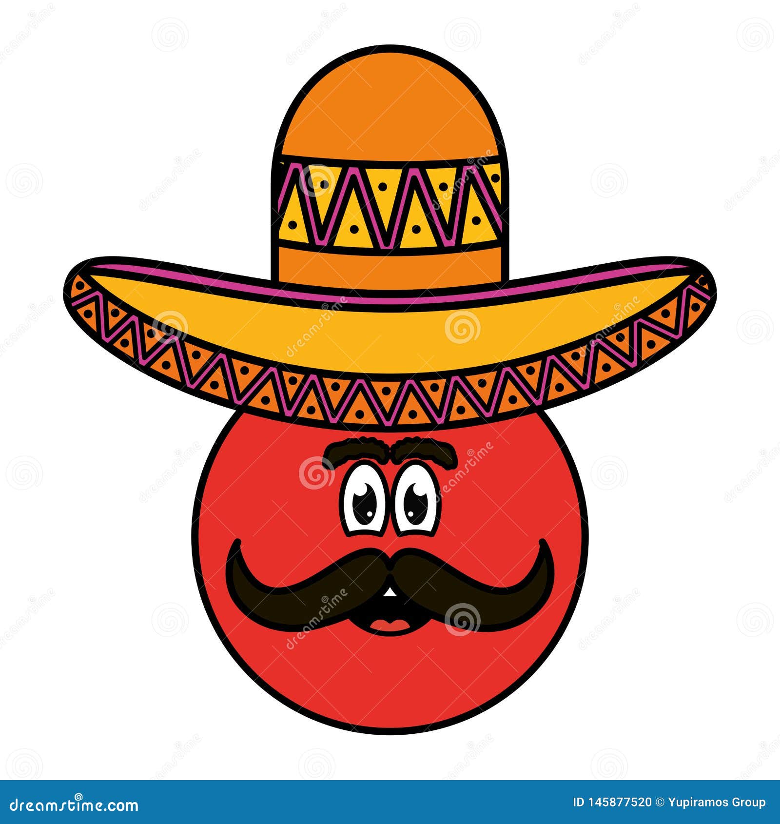 Mexican Emoji with Hat Character Stock Vector Illustration of cartoon