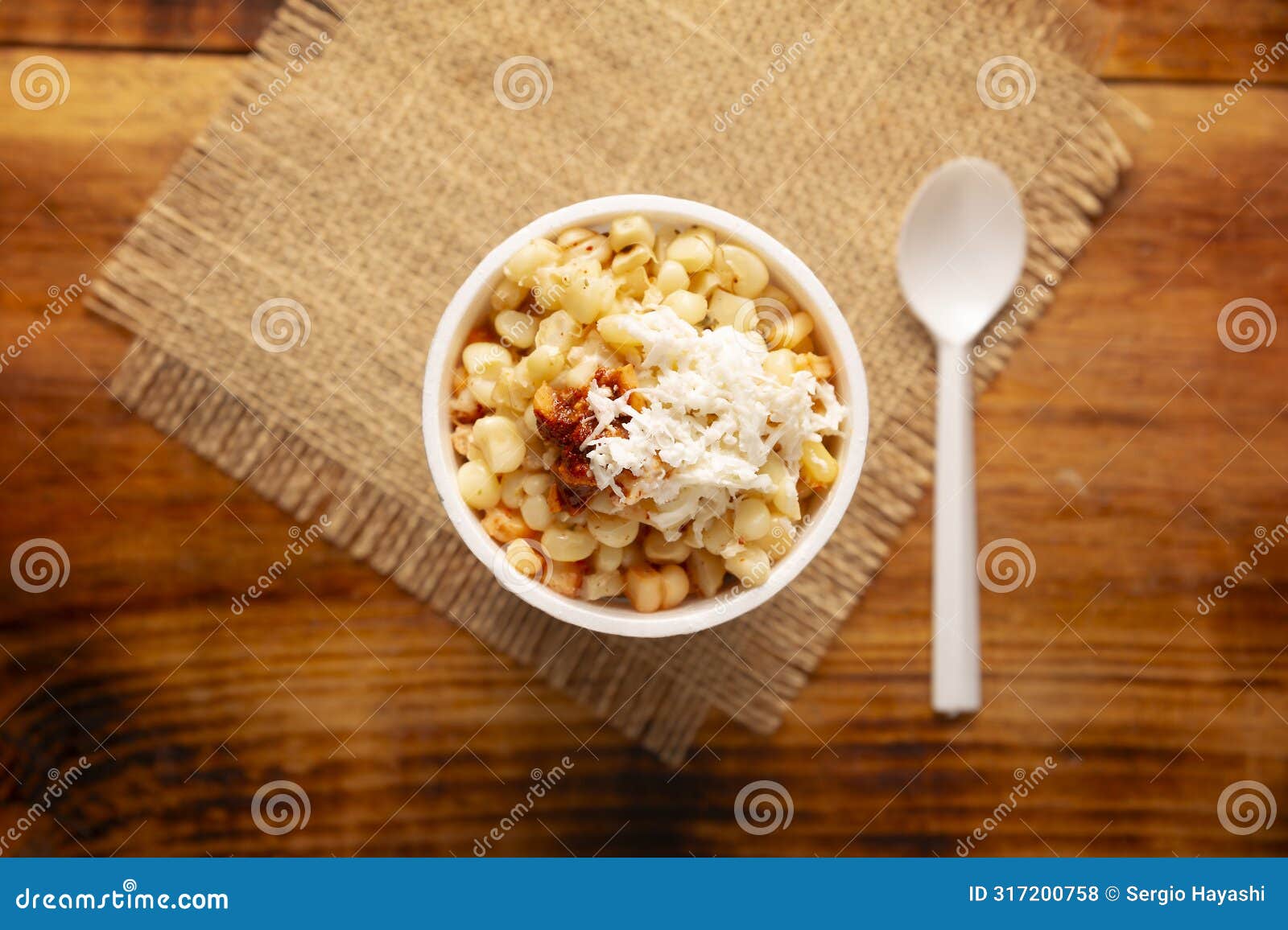 mexican esquites table top view