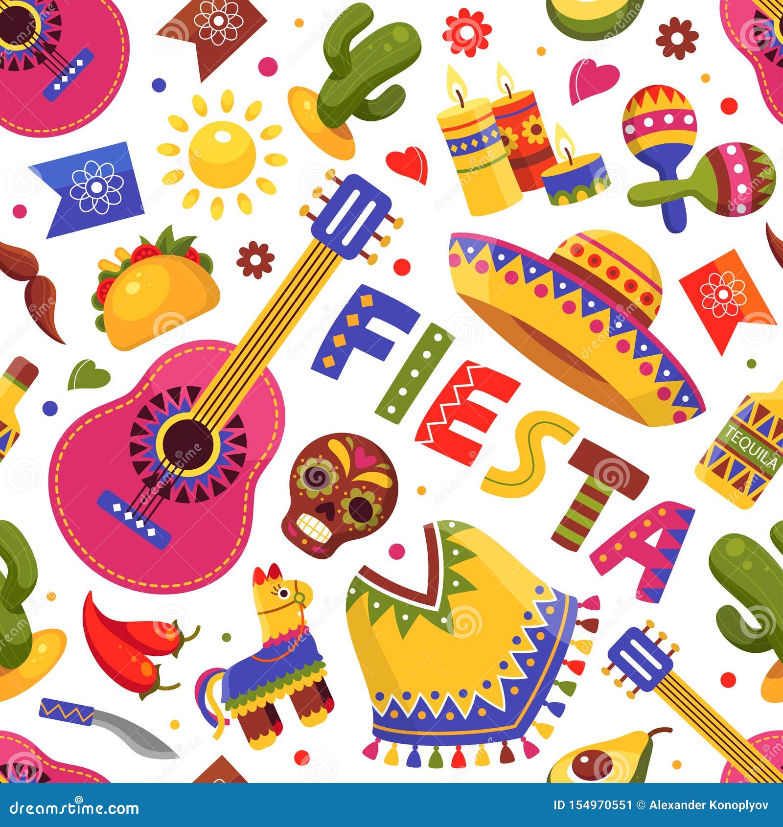 mexican fiesta pattern, traditional floral holiday art