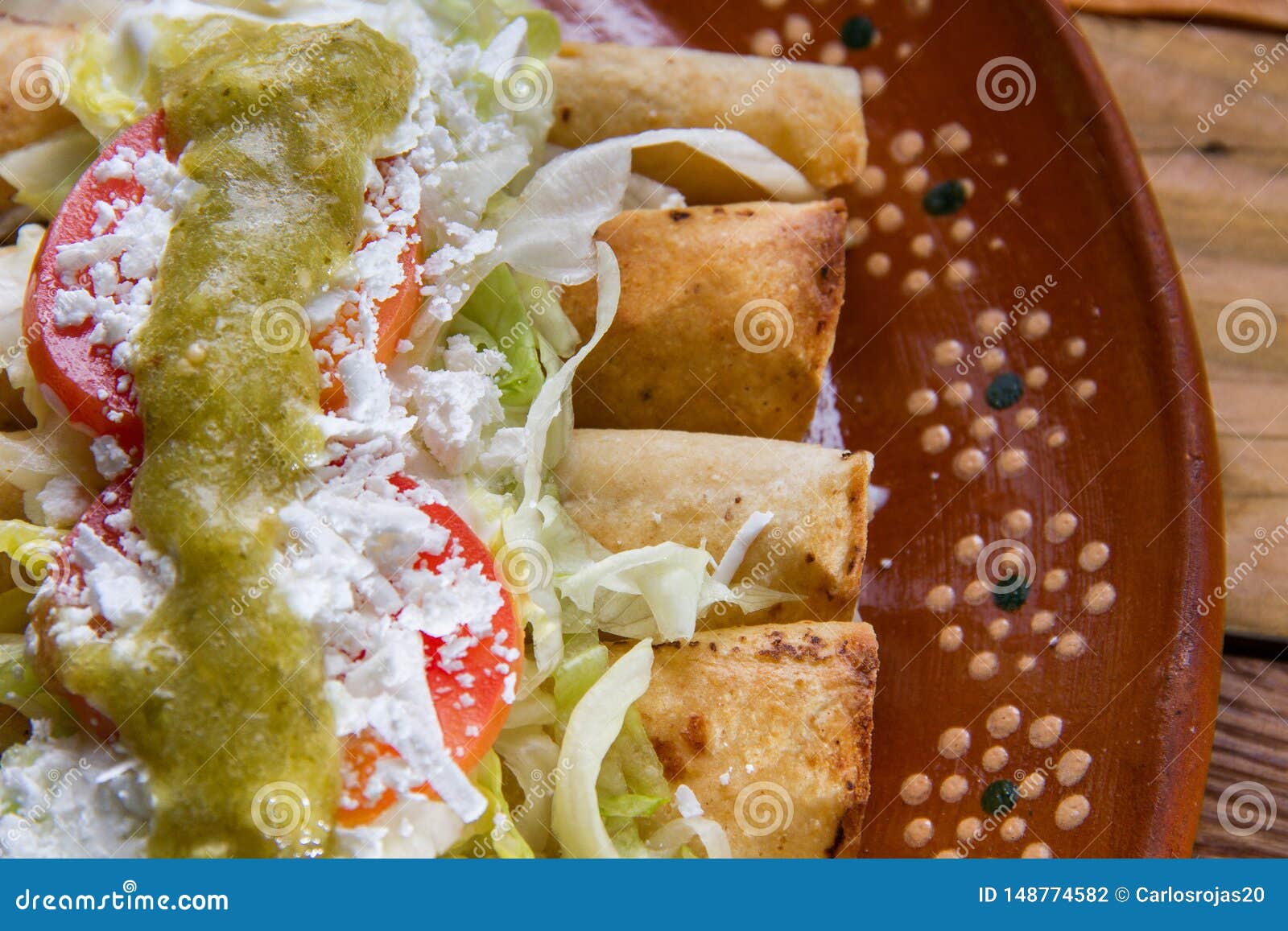 Mexican flautas stock photo. Image of green, flautas 148774582