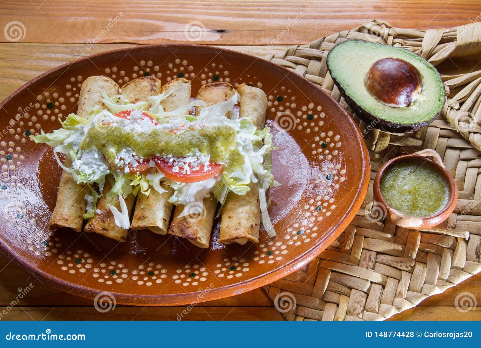 Mexican flautas stock photo. Image of corn, cinco, appetizer 148774428