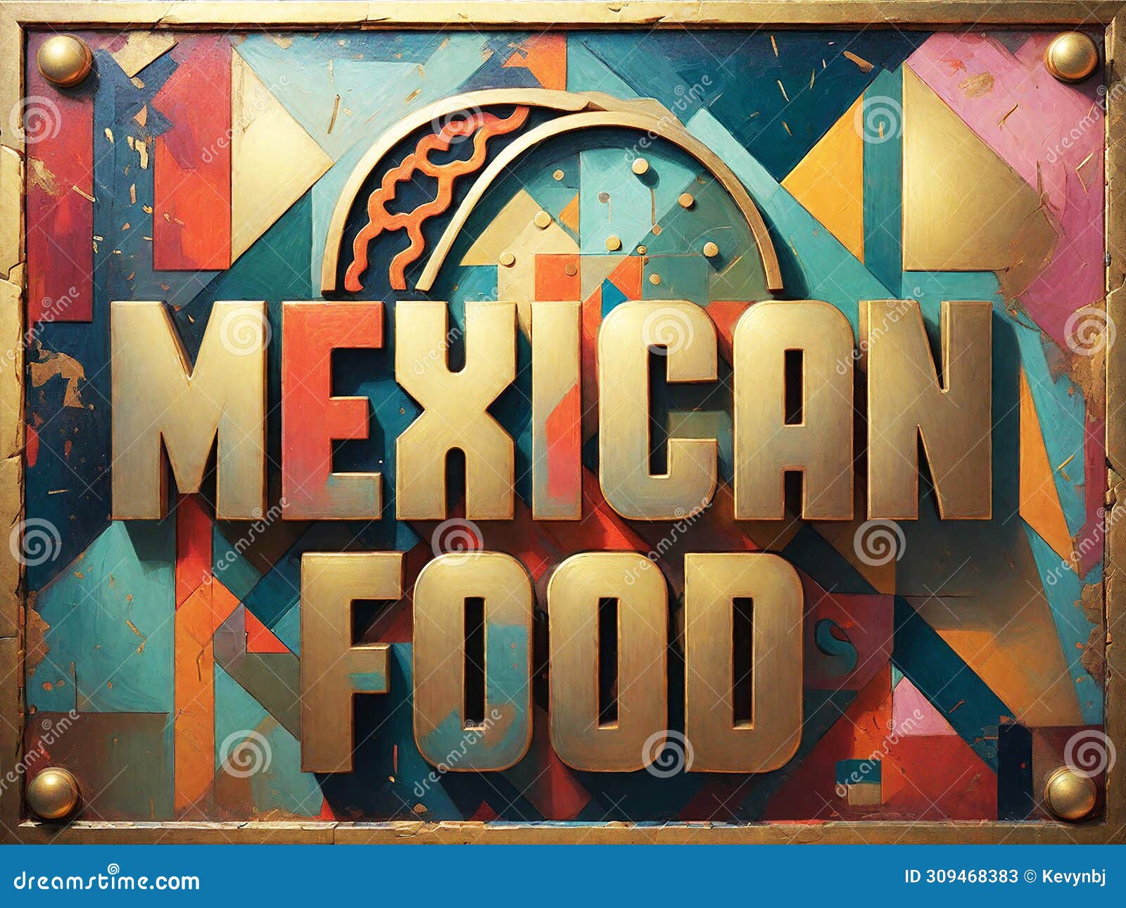 mexican food brass sign logo art