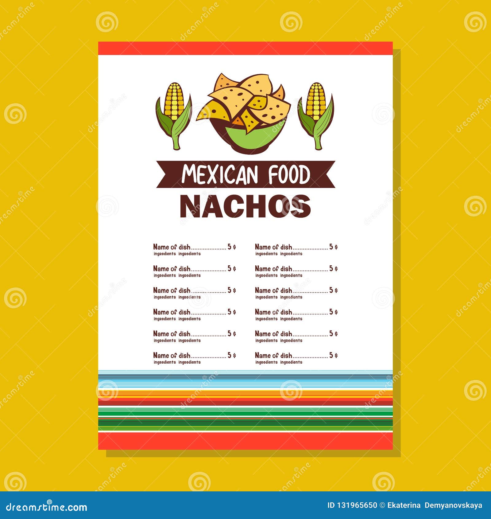 Mexican Food. the Layout of the Menu of the Mexican Restaurant Stock ...