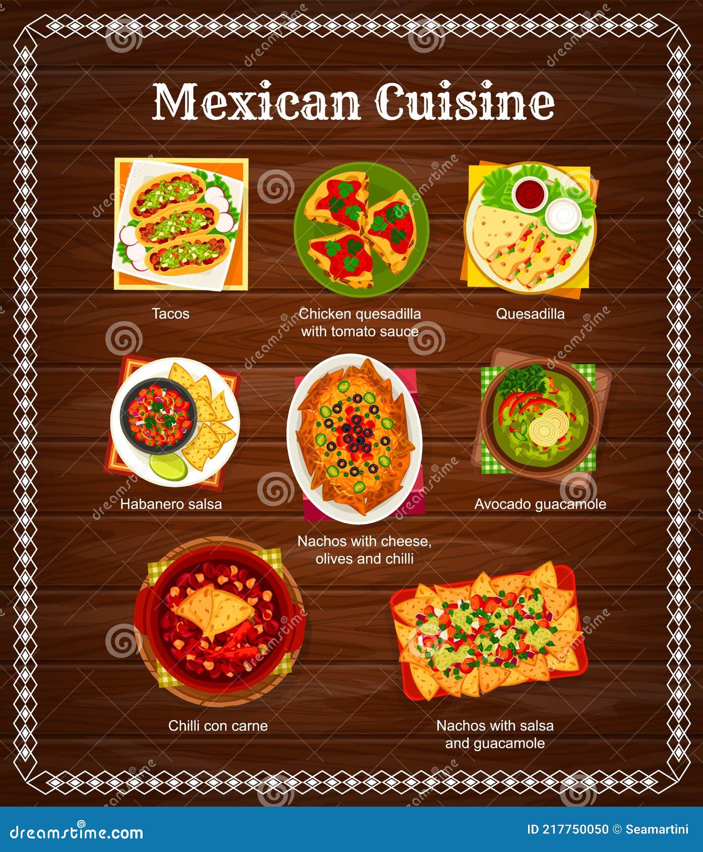 Mexican Food Menu, Mexico Cuisine Tacos and Salsa Stock Vector ...