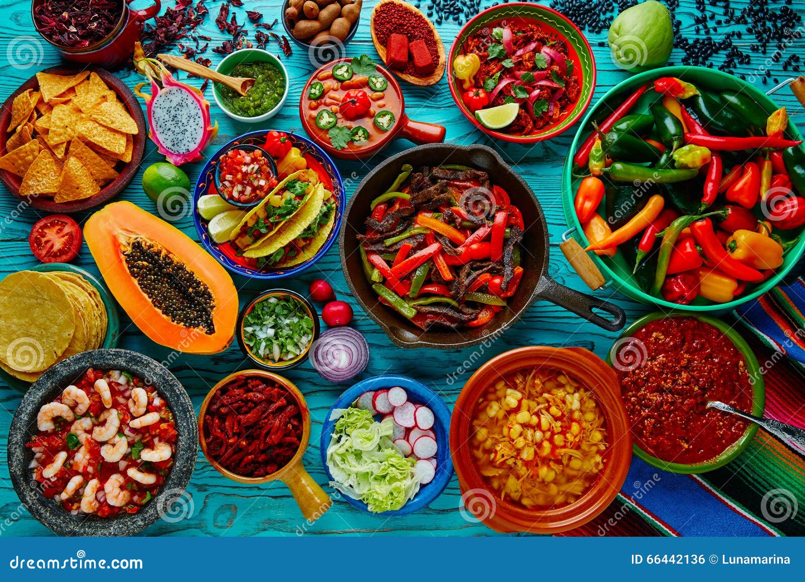 mexican food mix colorful background