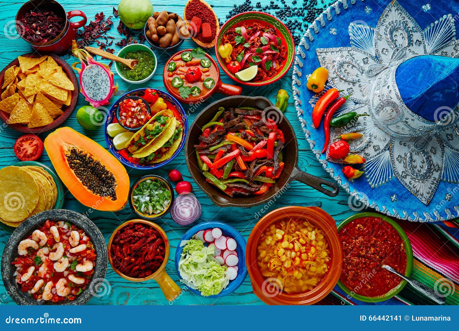 mexican food mix colorful background