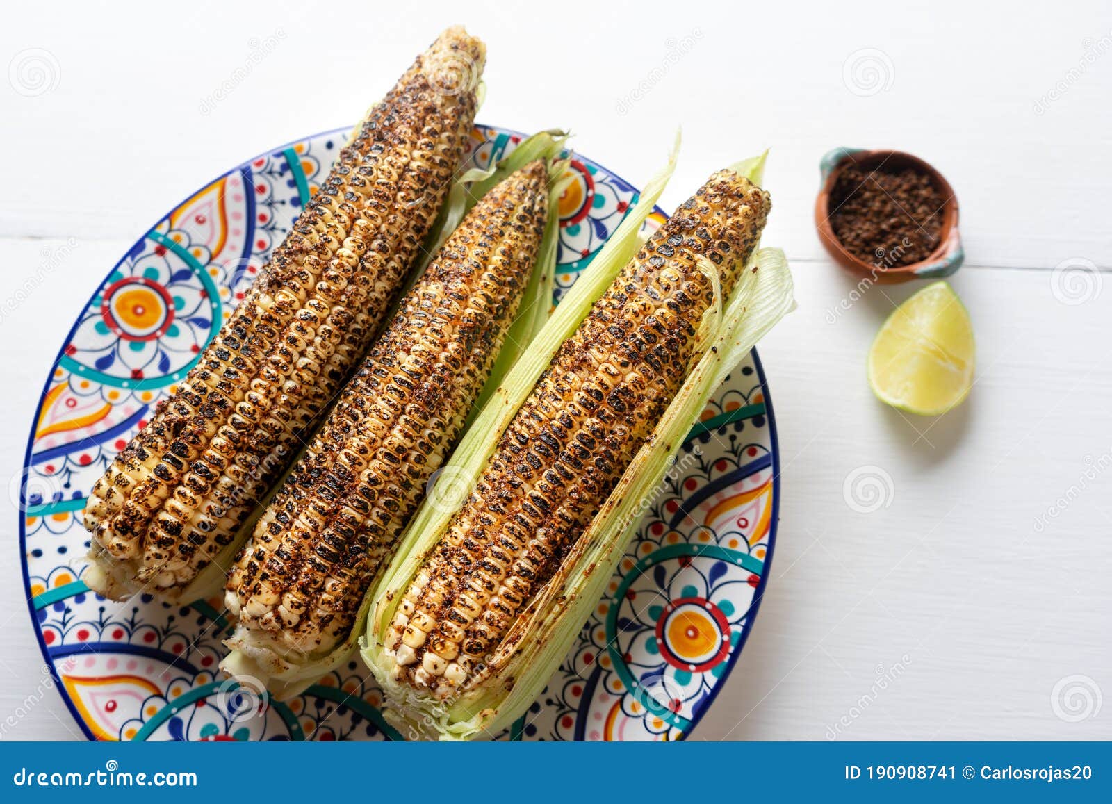 Mexican Grilled Corn with Lime and Chili Powder Stock Image Image of