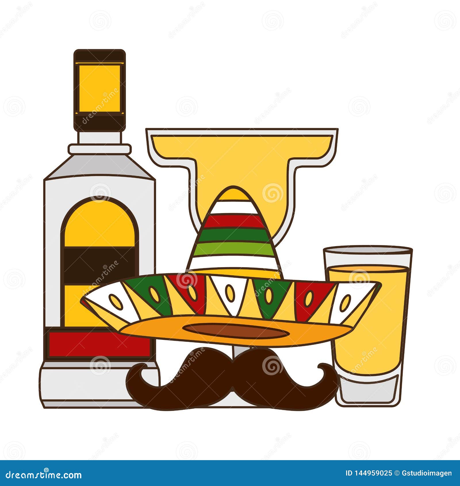 Mexican hat tequila stock vector. Illustration of fiesta 144959025