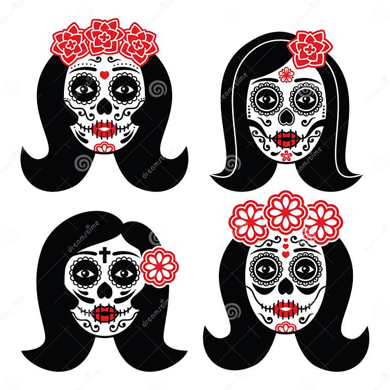 Mexican La Catrina Day Of The Dead Girl Skull Stock Illustration Illustration Of Death