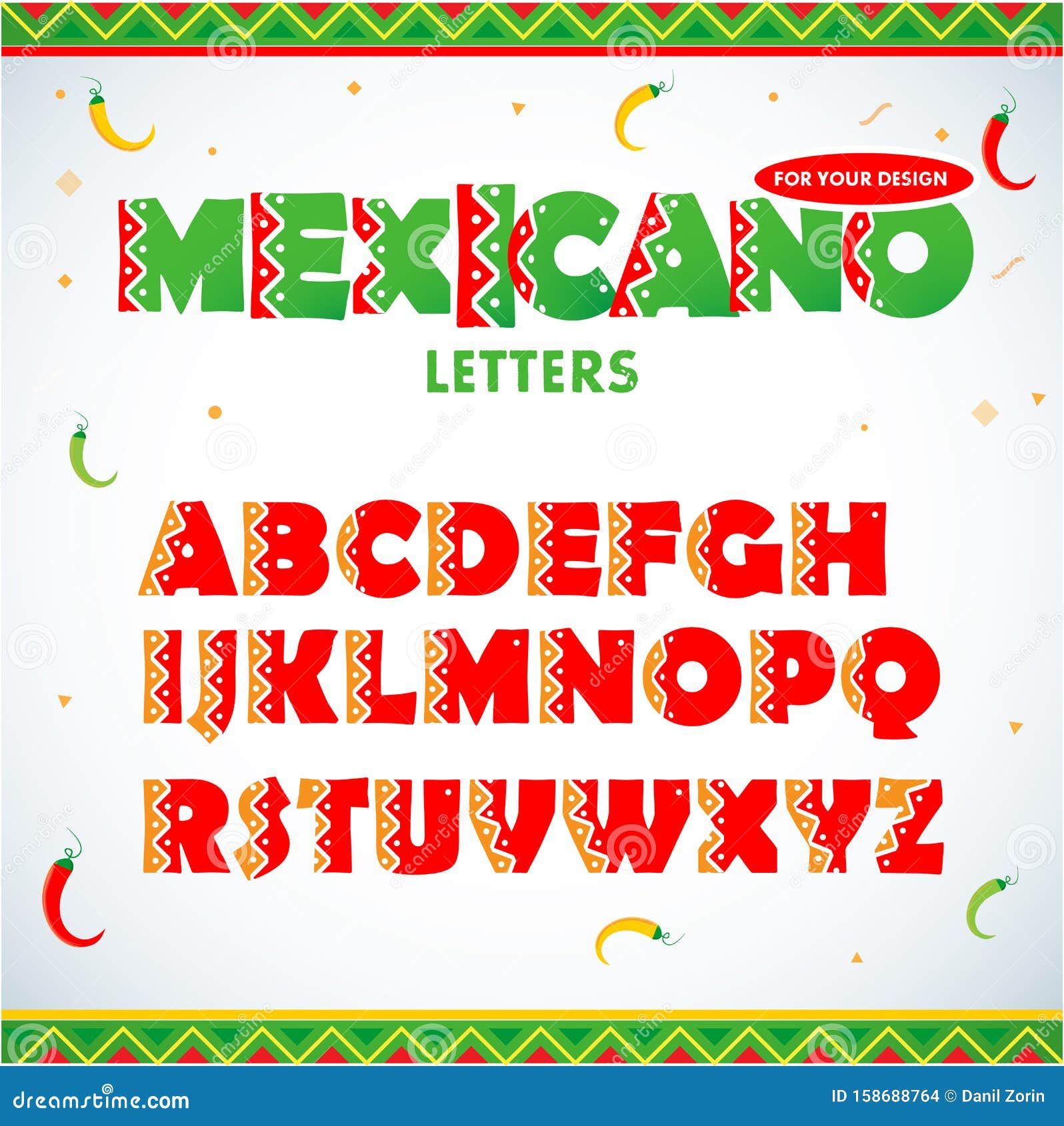 Mexican Letters For For Advertising, Title Or Logo Design. Modern Font ...