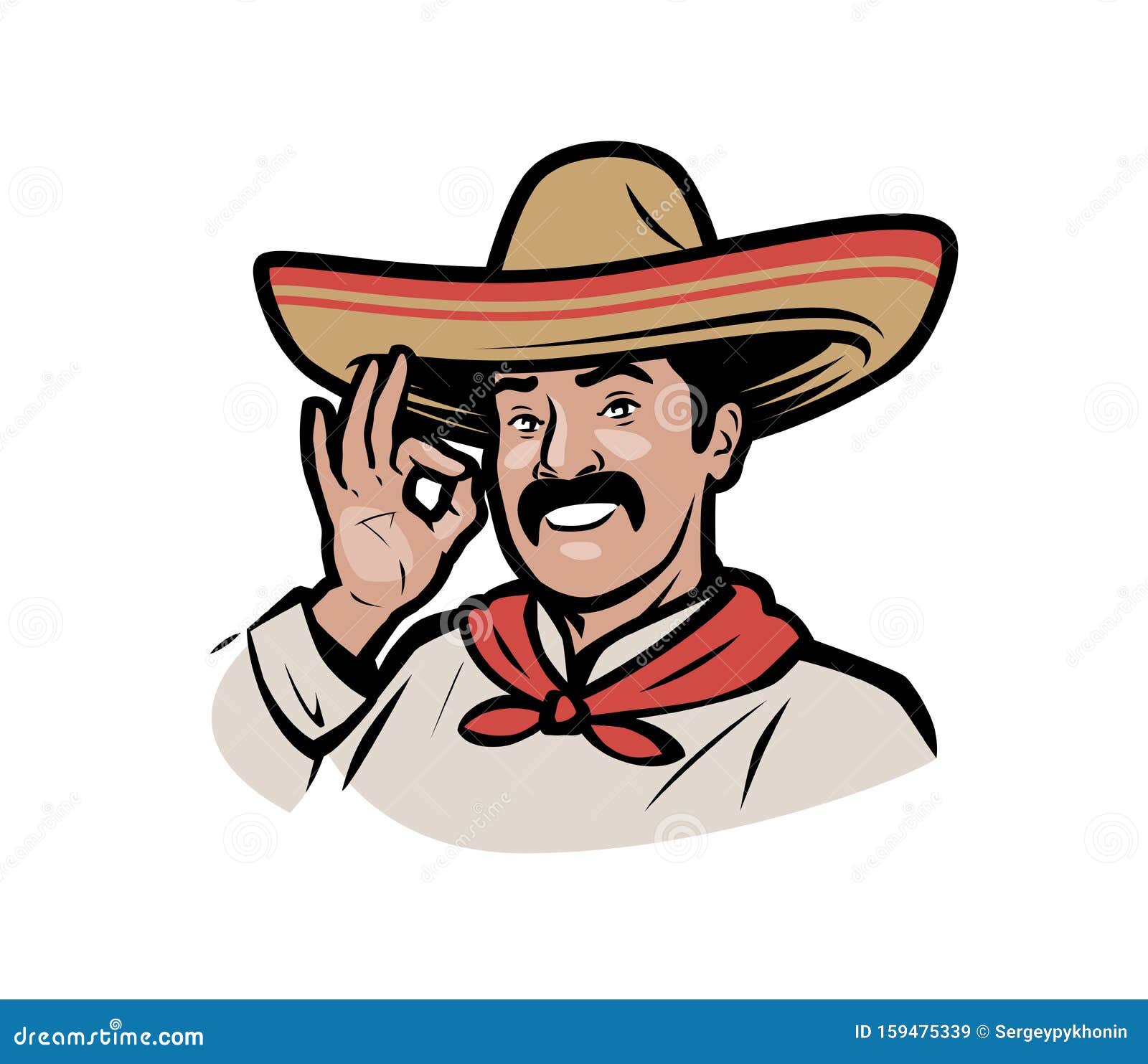 mexican man in sombrero logo. cartoon  